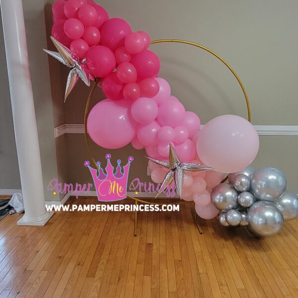 4 Ft Circle Arch with Balloon Garland (Colors Match Theme)
